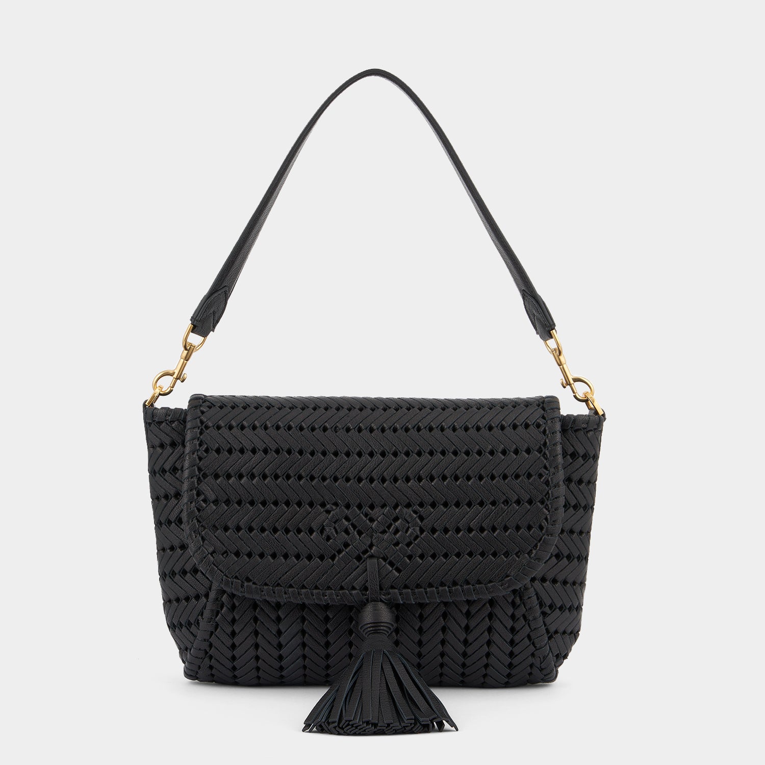 Neeson Tassel Shoulder Bag -

                  
                    Capra Leather in Black -
                  

                  Anya Hindmarch UK
