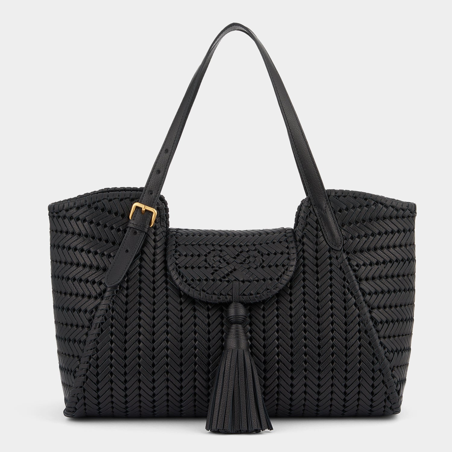 Neeson Tassel Tote -

                  
                    Capra Leather in Black -
                  

                  Anya Hindmarch UK
