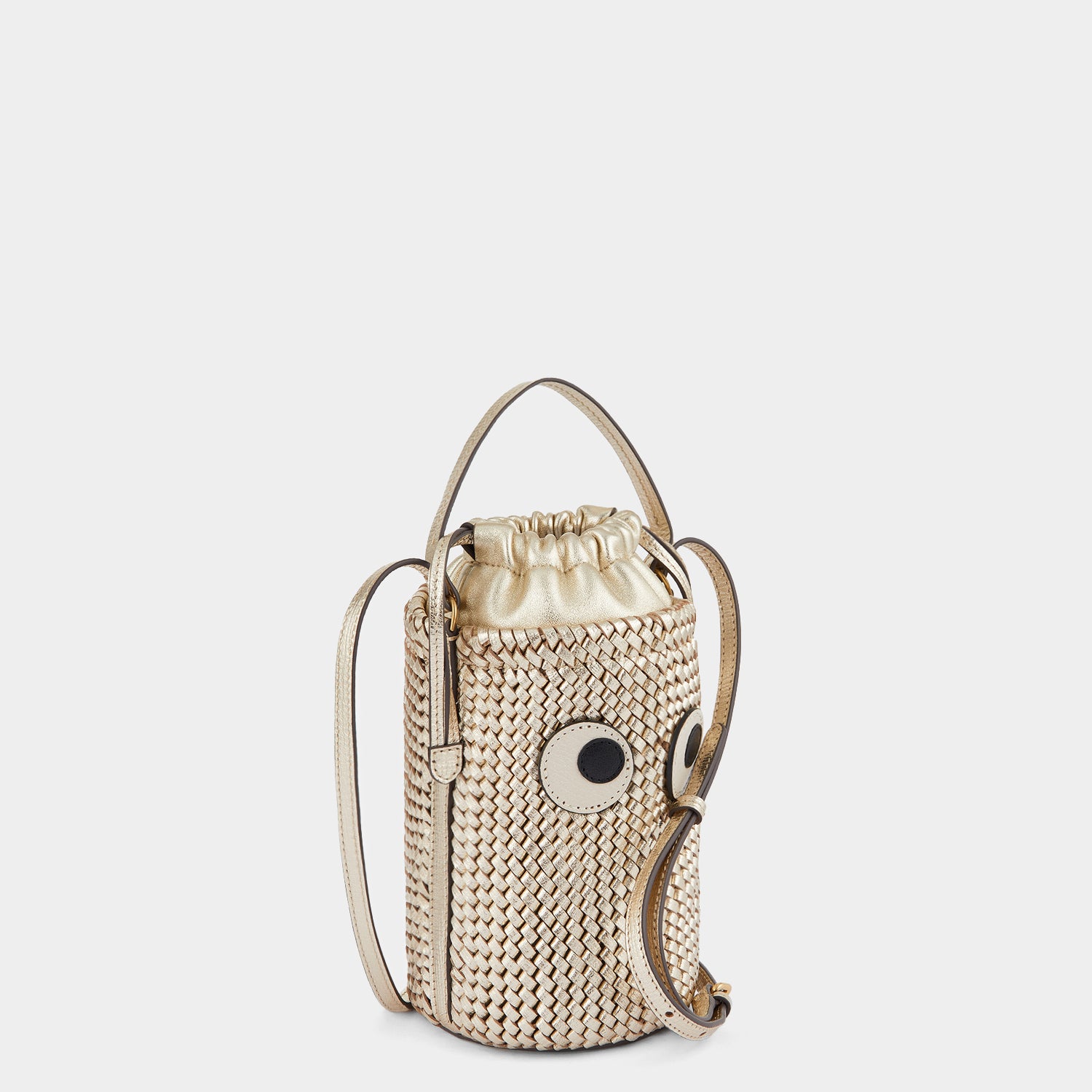 Plaited Mini Eyes Cross-body -

                  
                    Capra Leather in Light Gold -
                  

                  Anya Hindmarch UK
