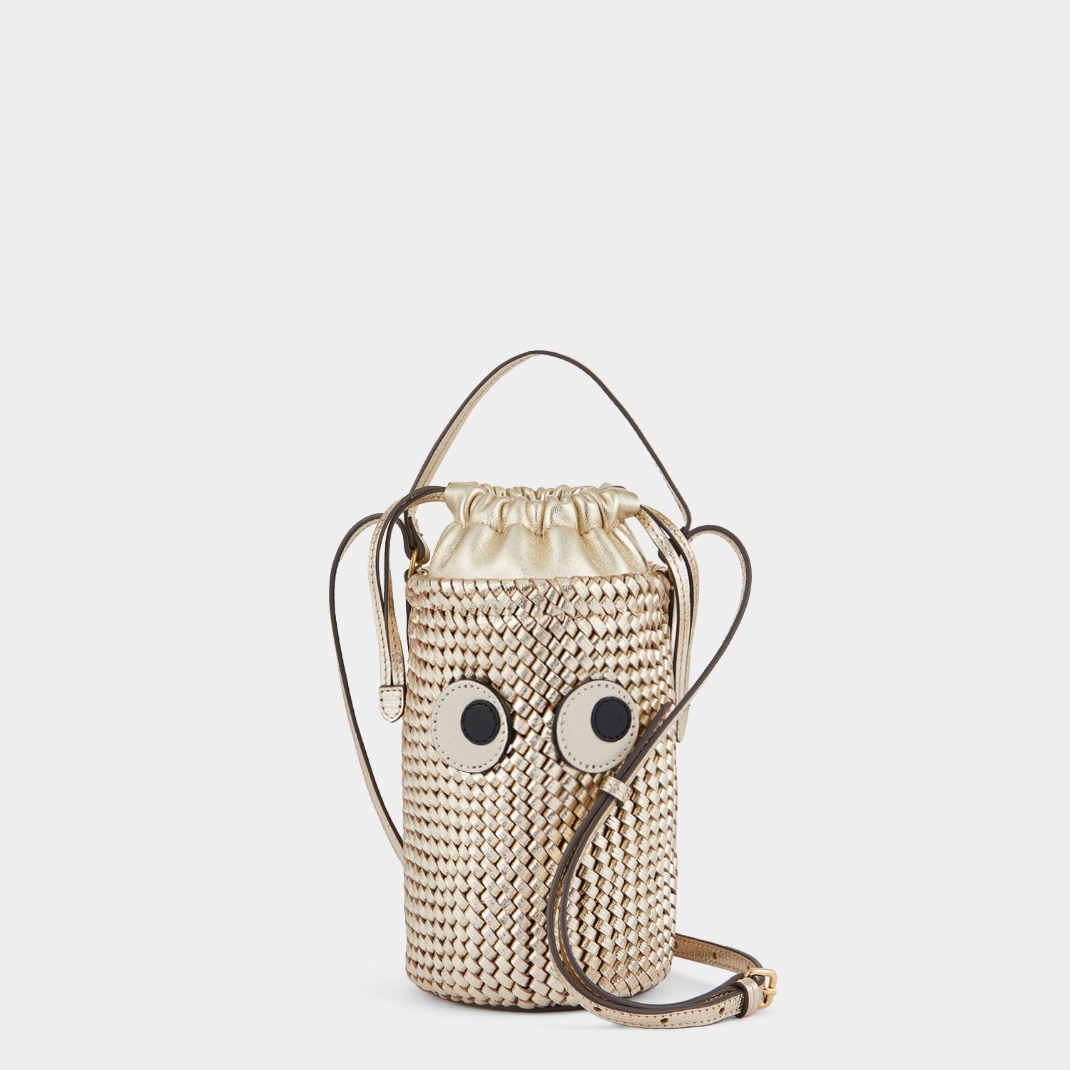 Plaited Mini Eyes Cross-body -

                  
                    Capra Leather in Light Gold -
                  

                  Anya Hindmarch UK
