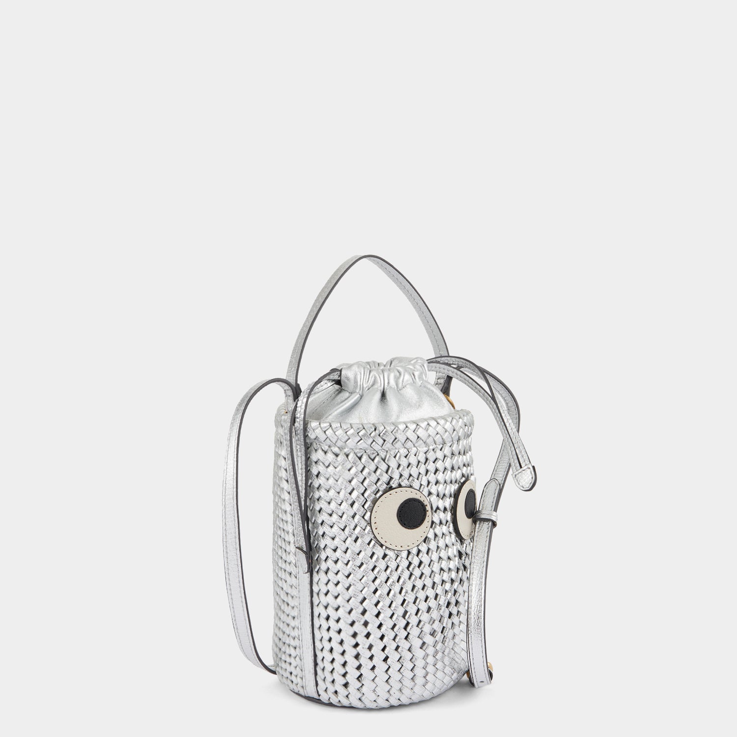 Plaited Mini Eyes Cross-body -

                  
                    Capra Leather in Silver -
                  

                  Anya Hindmarch UK
