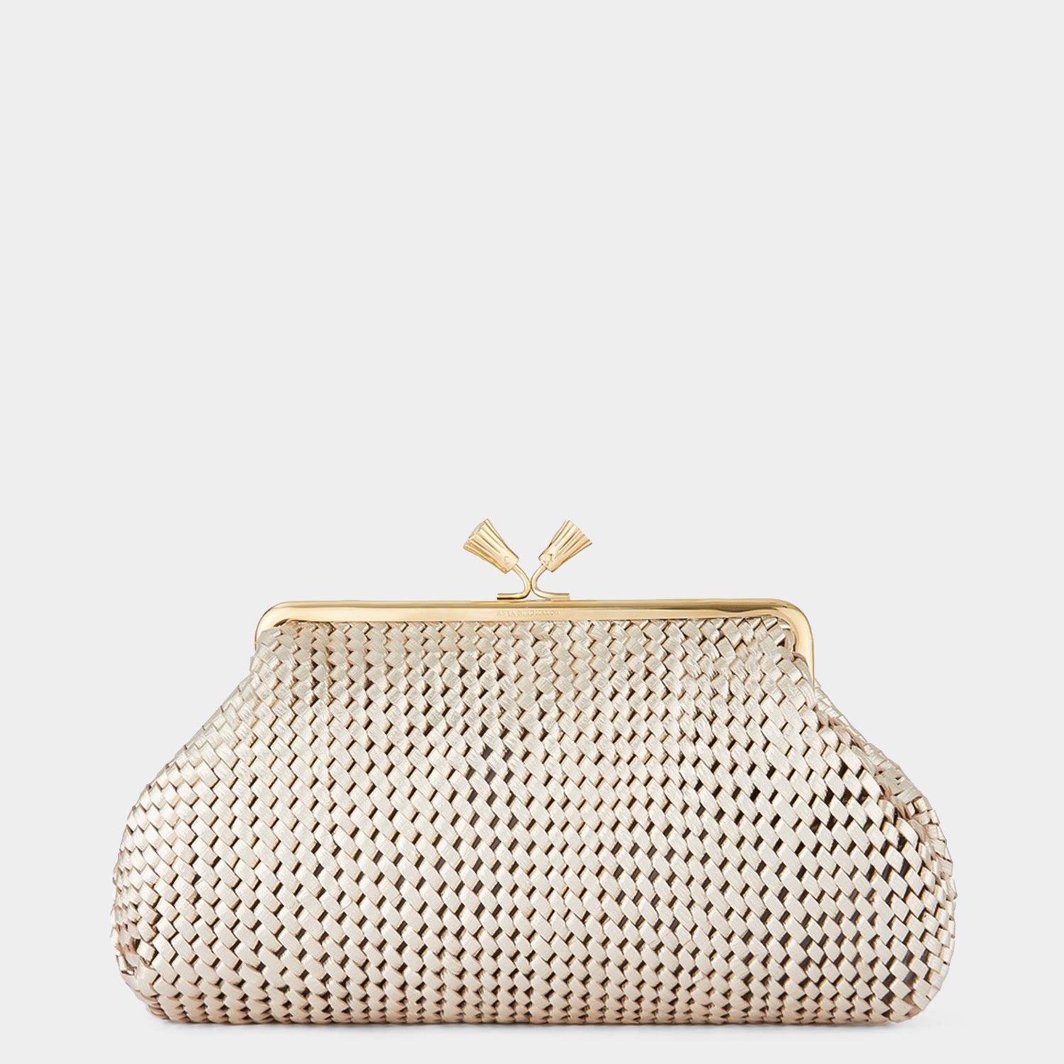 Large Maud Plaited Clutch -

                  
                    Capra Leather in Light Gold -
                  

                  Anya Hindmarch UK
