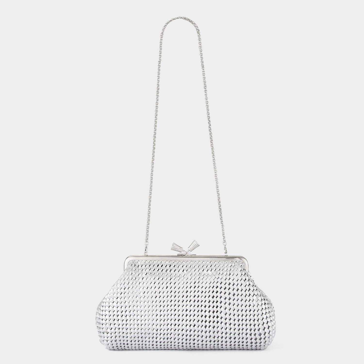 Large Maud Plaited Clutch -

                  
                    Capra Leather in Silver -
                  

                  Anya Hindmarch UK
