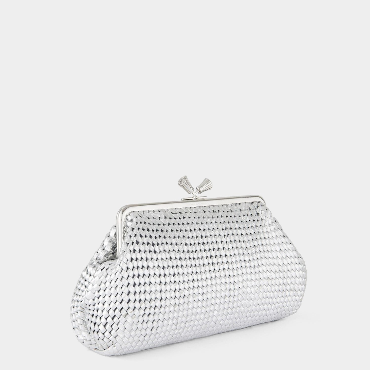 Large Maud Plaited Clutch -

                  
                    Capra Leather in Silver -
                  

                  Anya Hindmarch UK
