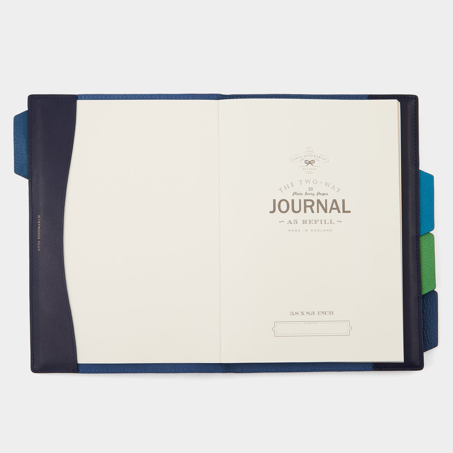 Home Work A5 Two Way Journal -

                  
                    Polished Leather in Ink -
                  

                  Anya Hindmarch UK
