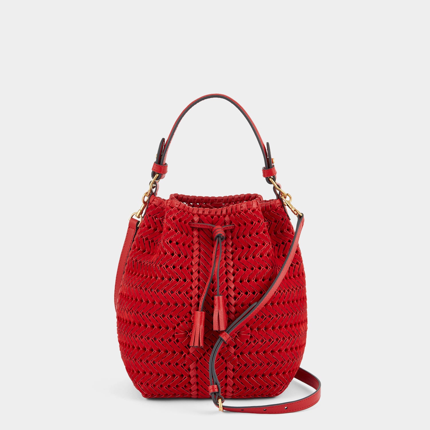 Neeson Small Drawstring -

                  
                    Nubuck Leather in Red -
                  

                  Anya Hindmarch UK
