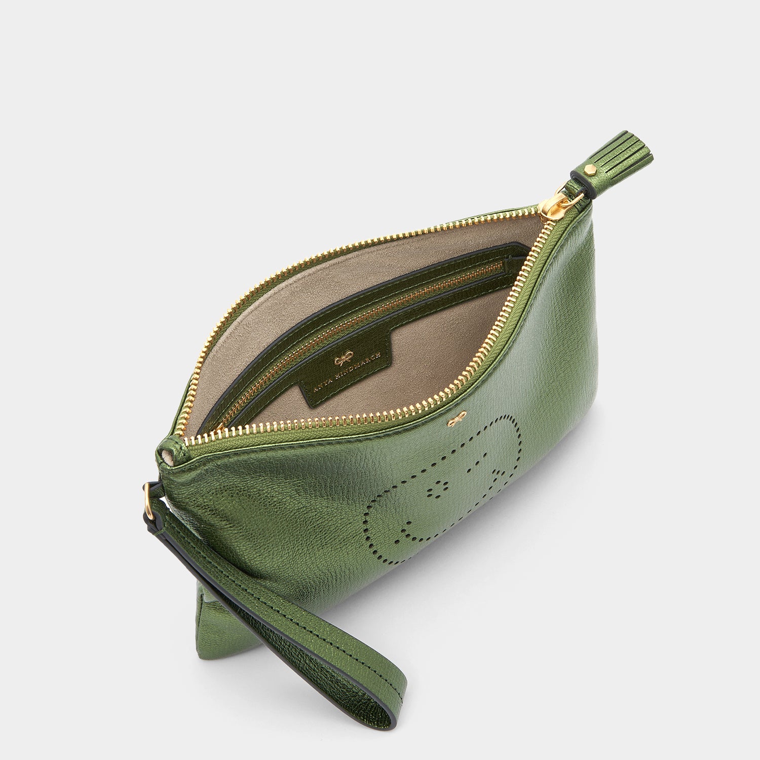 Wink Zip Top Pouch -

                  
                    Capra Leather in Olive -
                  

                  Anya Hindmarch UK
