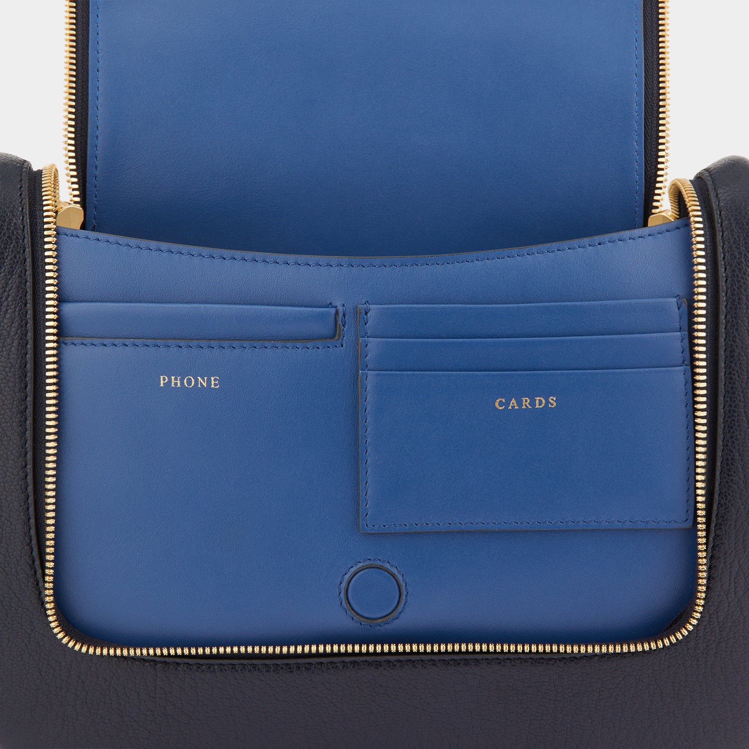 Vere Soft Satchel -

                  
                    Grain Leather in Marine -
                  

                  Anya Hindmarch UK
