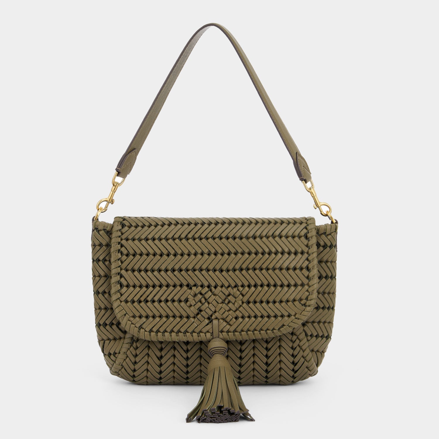 Neeson Tassel Shoulder Bag -

                  
                    Capra Leather in Fern -
                  

                  Anya Hindmarch UK
