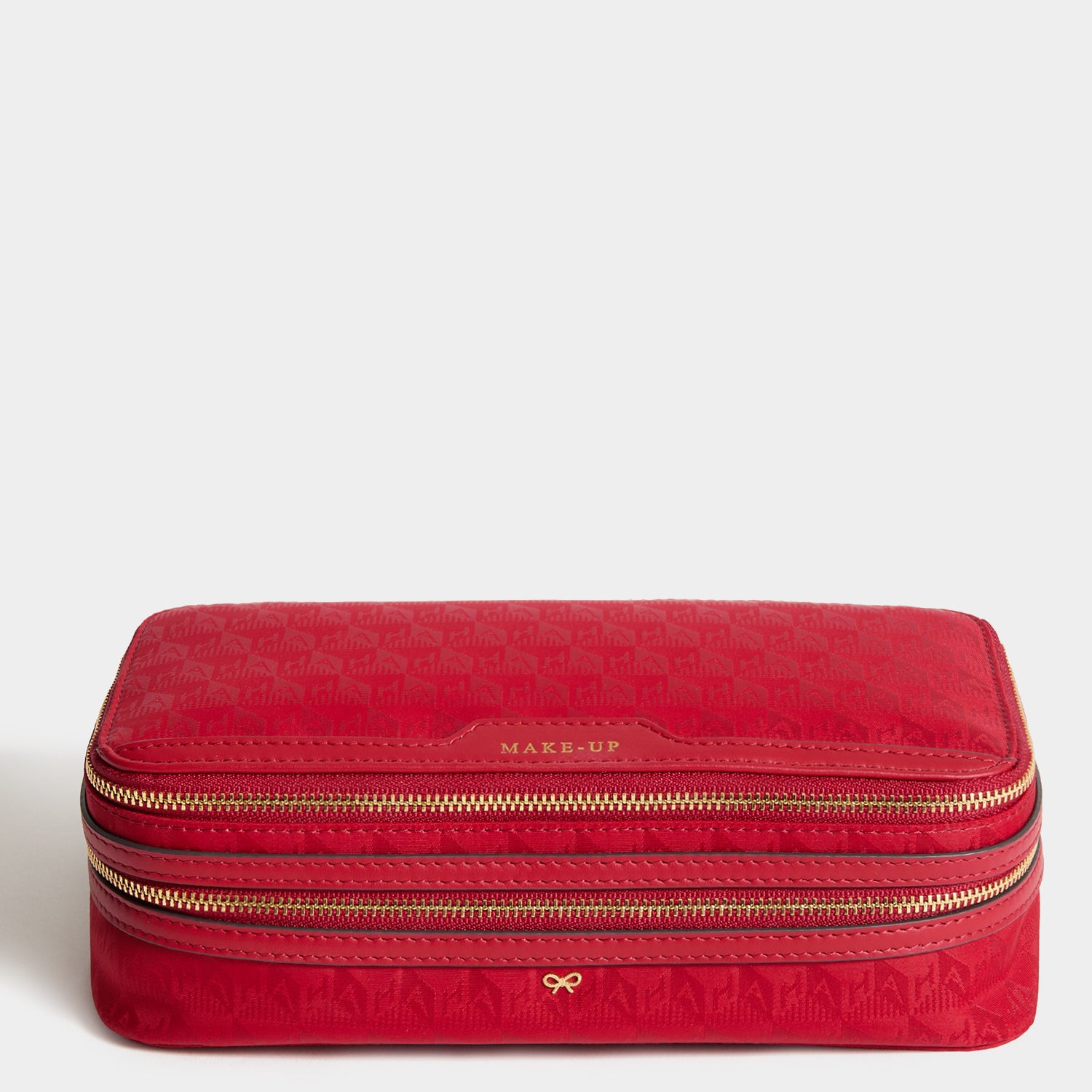 Logo Make-Up Pouch -

          
            Jacquard Nylon Up in Red -
          

          Anya Hindmarch UK
