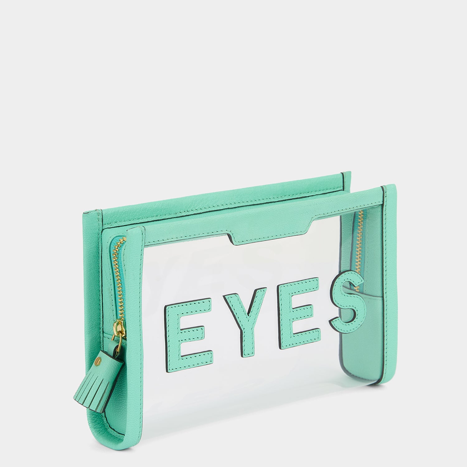 Eyes Pouch -

                  
                    Capra Leather in Arsenic Green/Clear -
                  

                  Anya Hindmarch UK
