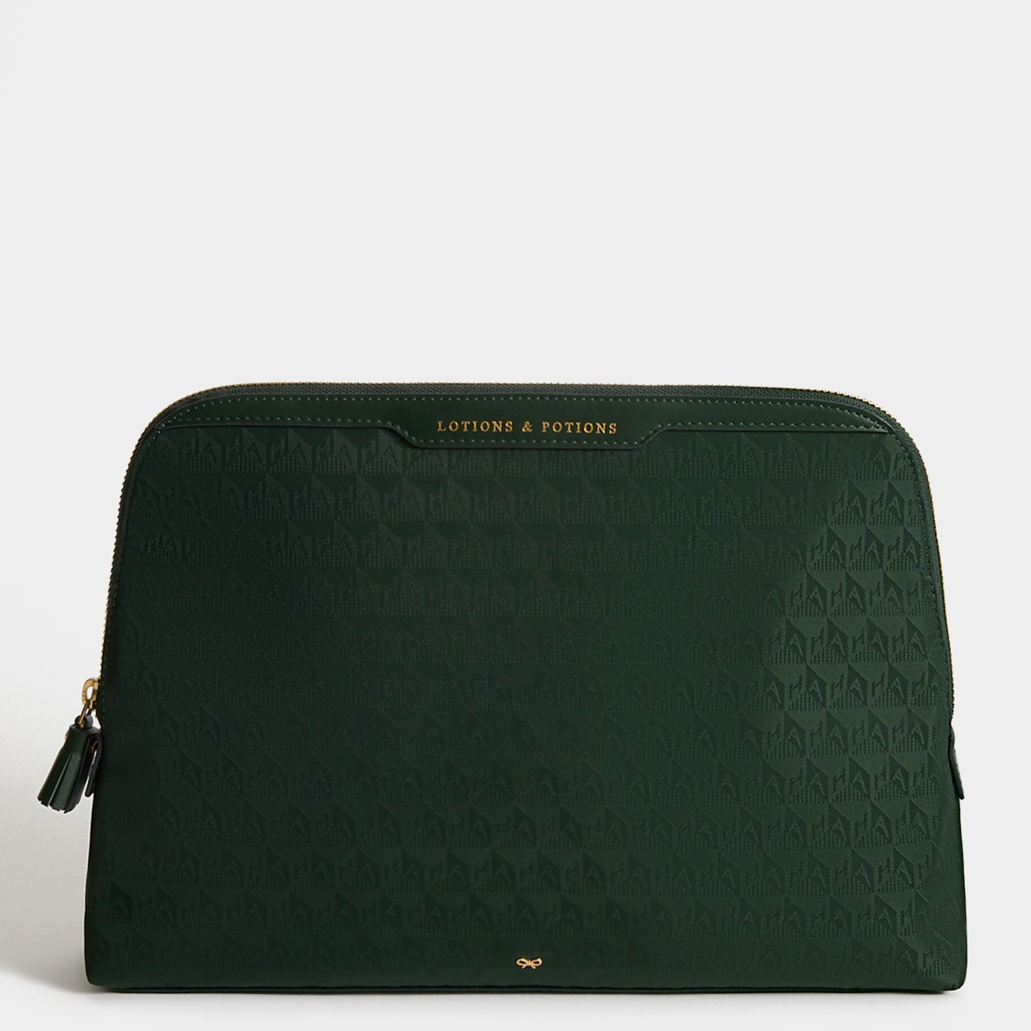 Logo Lotions and Potions Pouch -

          
            Jacquard Nylon in Dark Holly -
          

          Anya Hindmarch UK
