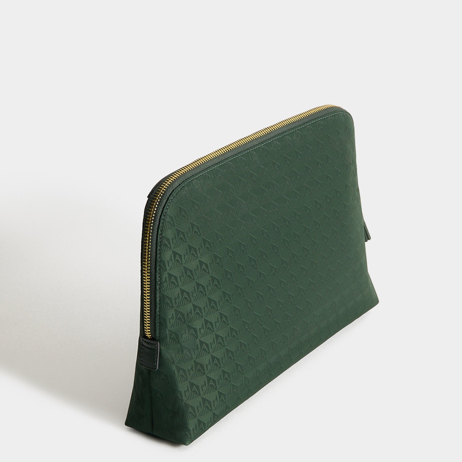 Logo Lotions and Potions Pouch -

          
            Jacquard Nylon in Dark Holly -
          

          Anya Hindmarch UK
