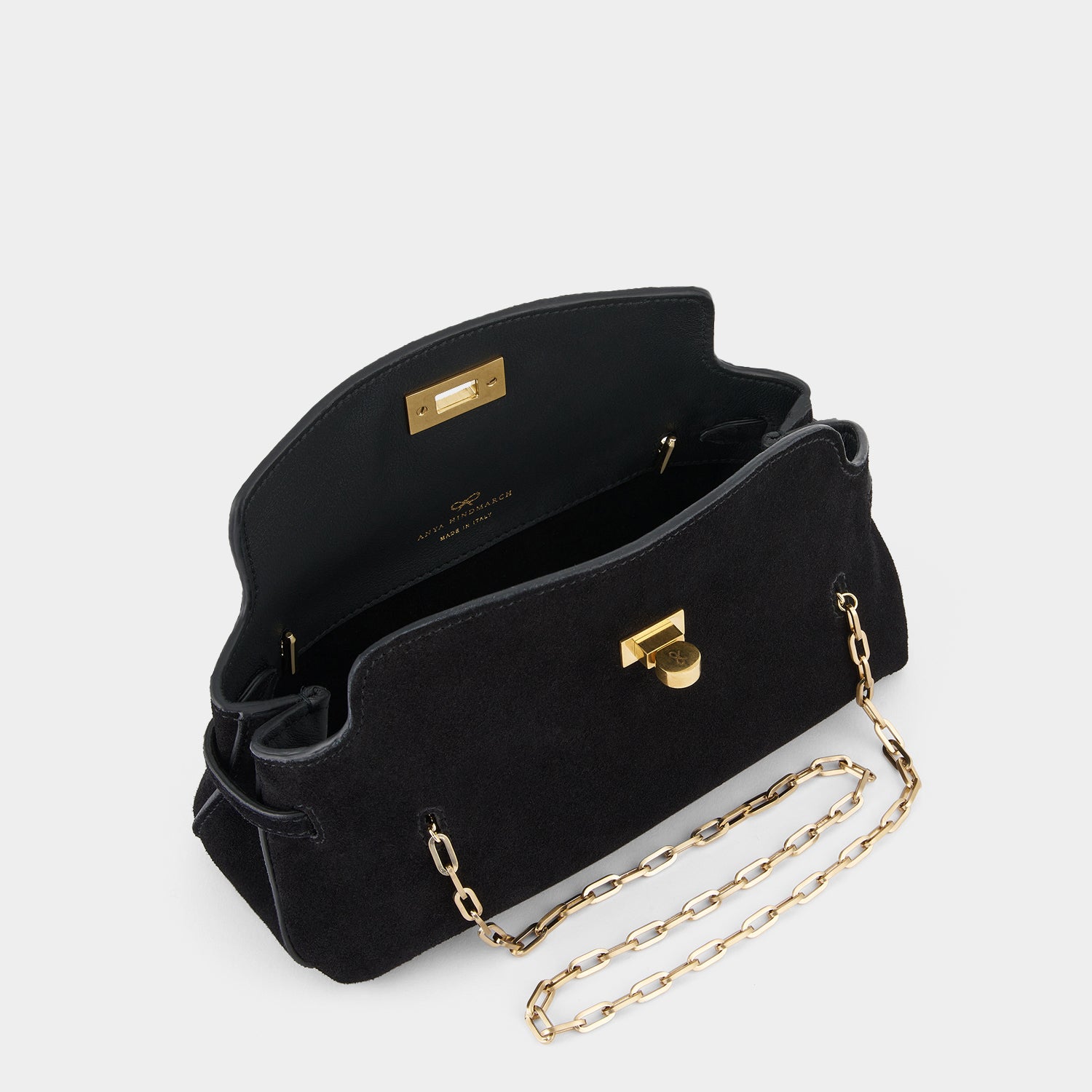 Waverley Shoulder Bag -

                  
                    Suede in Black -
                  

                  Anya Hindmarch UK
