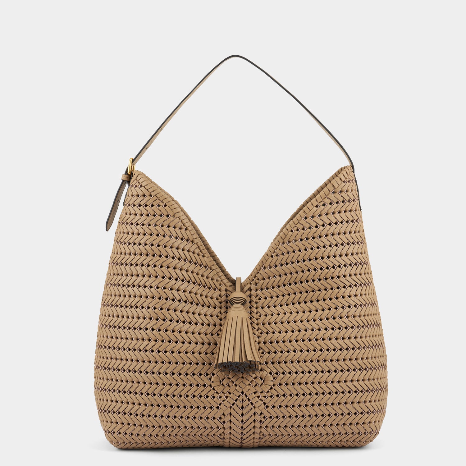 Neeson Tassel Hobo Bag -

                  
                    Capra Leather in Sand -
                  

                  Anya Hindmarch UK
