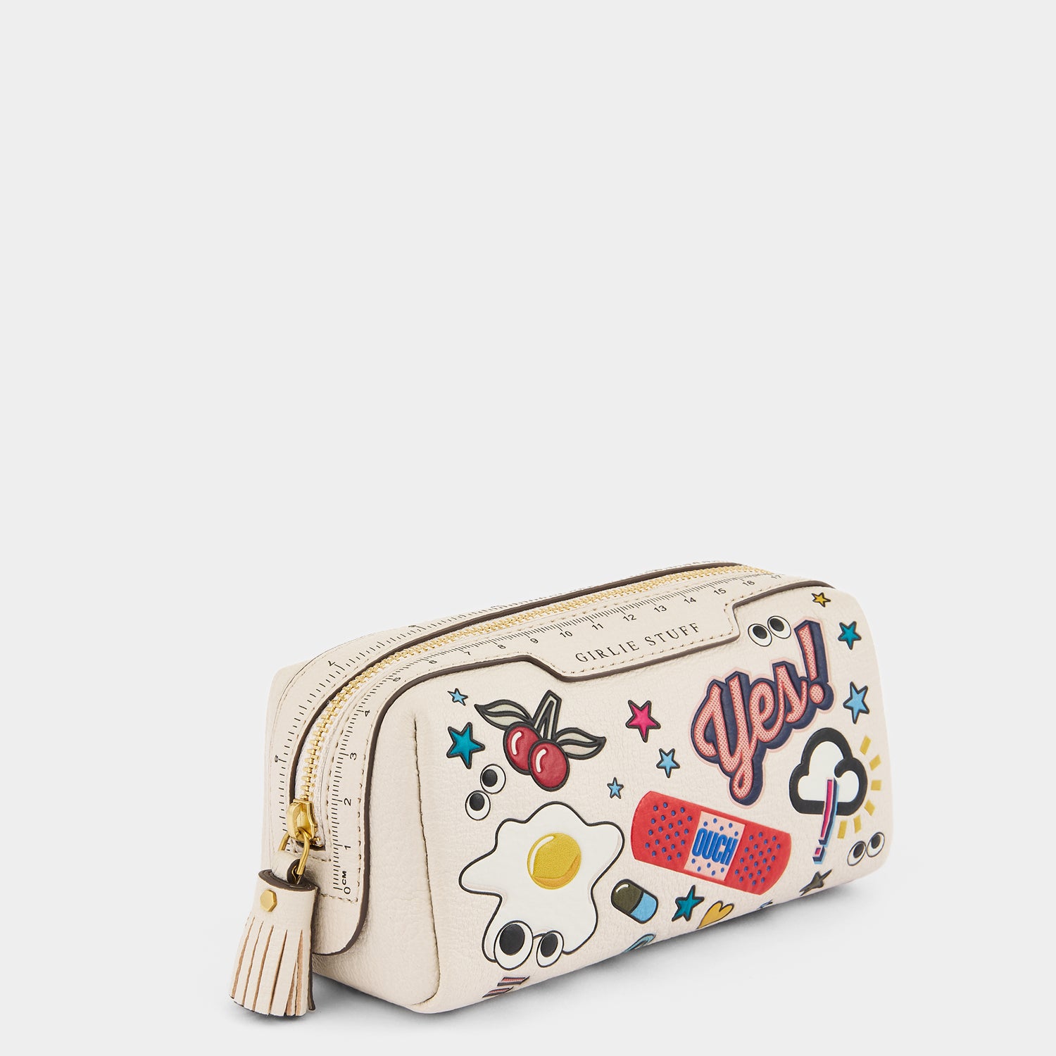 All Over Stickers Girlie Stuff Pouch -

                  
                    Capra Leather in Chalk -
                  

                  Anya Hindmarch UK
