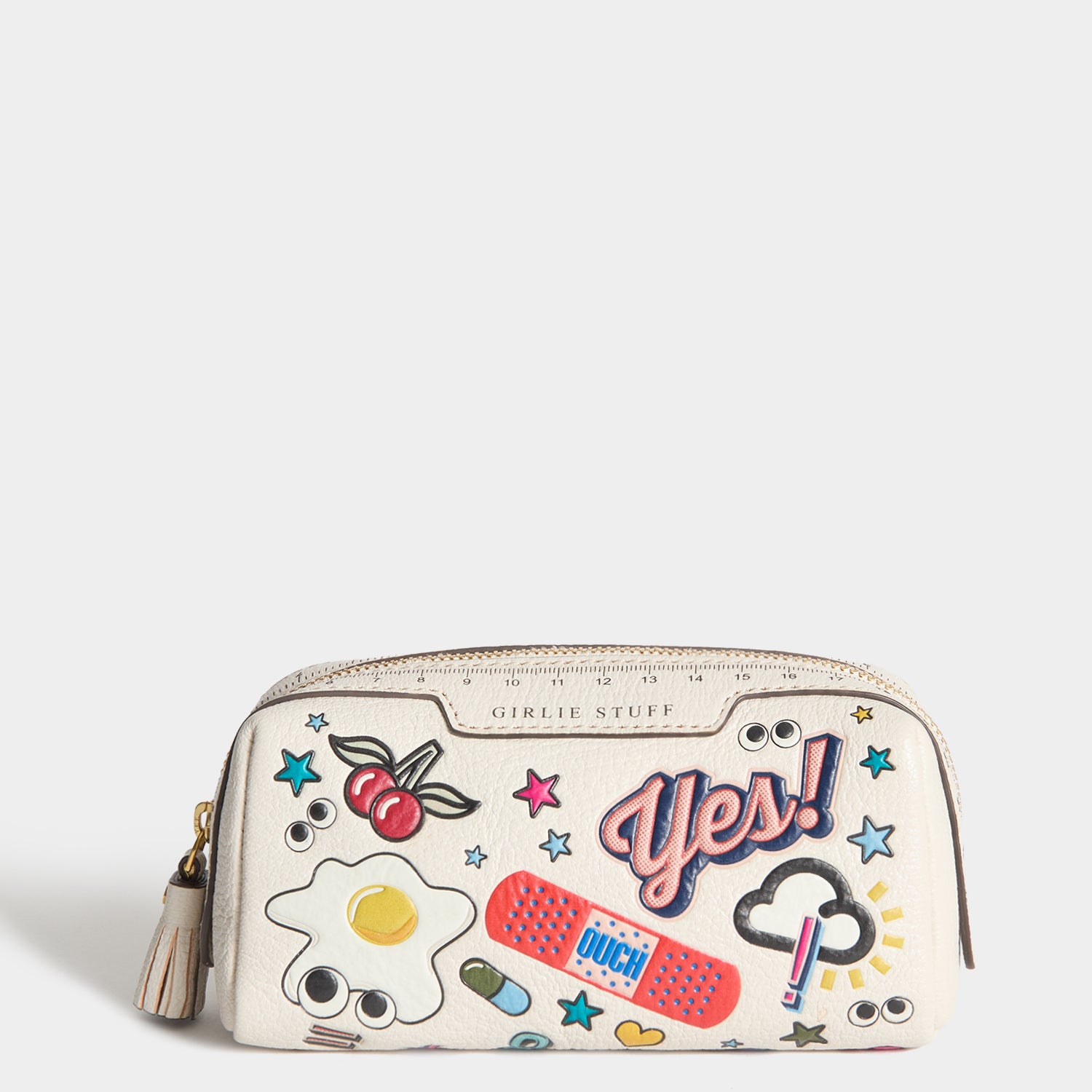 All Over Stickers Girlie Stuff Pouch -

          
            Capra Leather in Chalk -
          

          Anya Hindmarch UK
