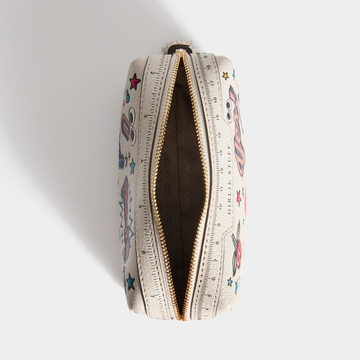 All Over Stickers Girlie Stuff Pouch -

          
            Capra Leather in Chalk -
          

          Anya Hindmarch UK
