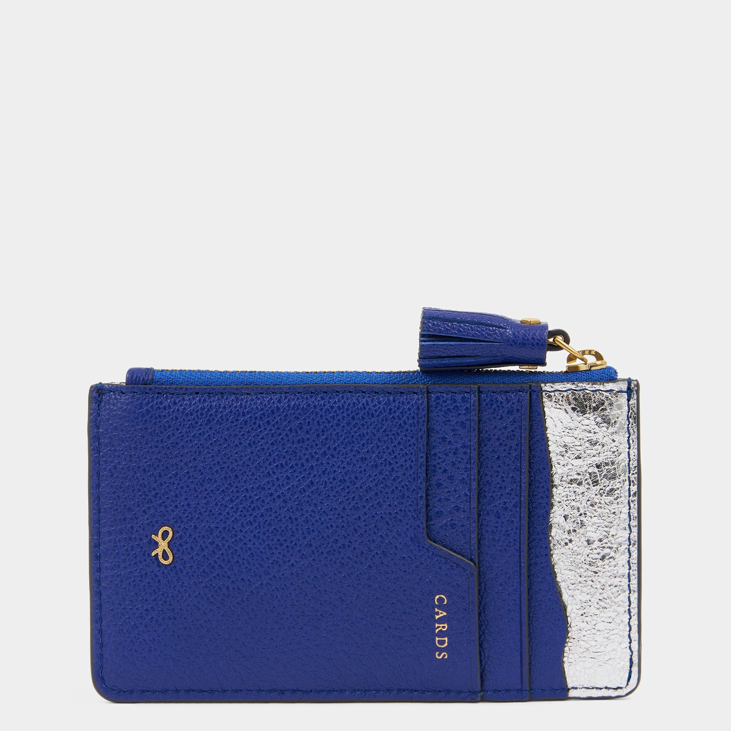 Anya Brands Crunch Zip Card Case -

          
            Capra Leather in Metallic Dark Blue -
          

          Anya Hindmarch UK
