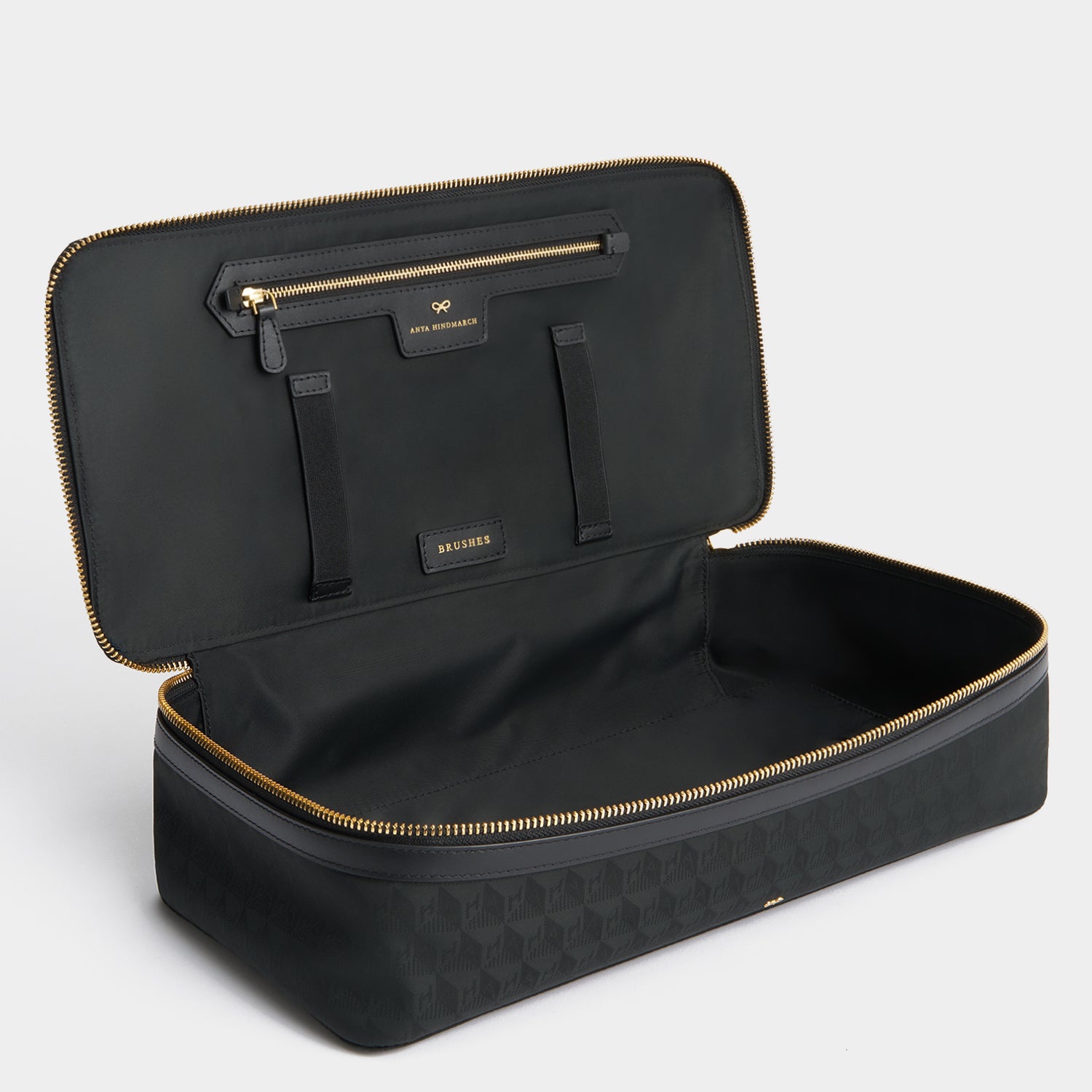 Logo Hair Kit Travel Pouch -

          
            Jacquard Nylon in Black -
          

          Anya Hindmarch UK
