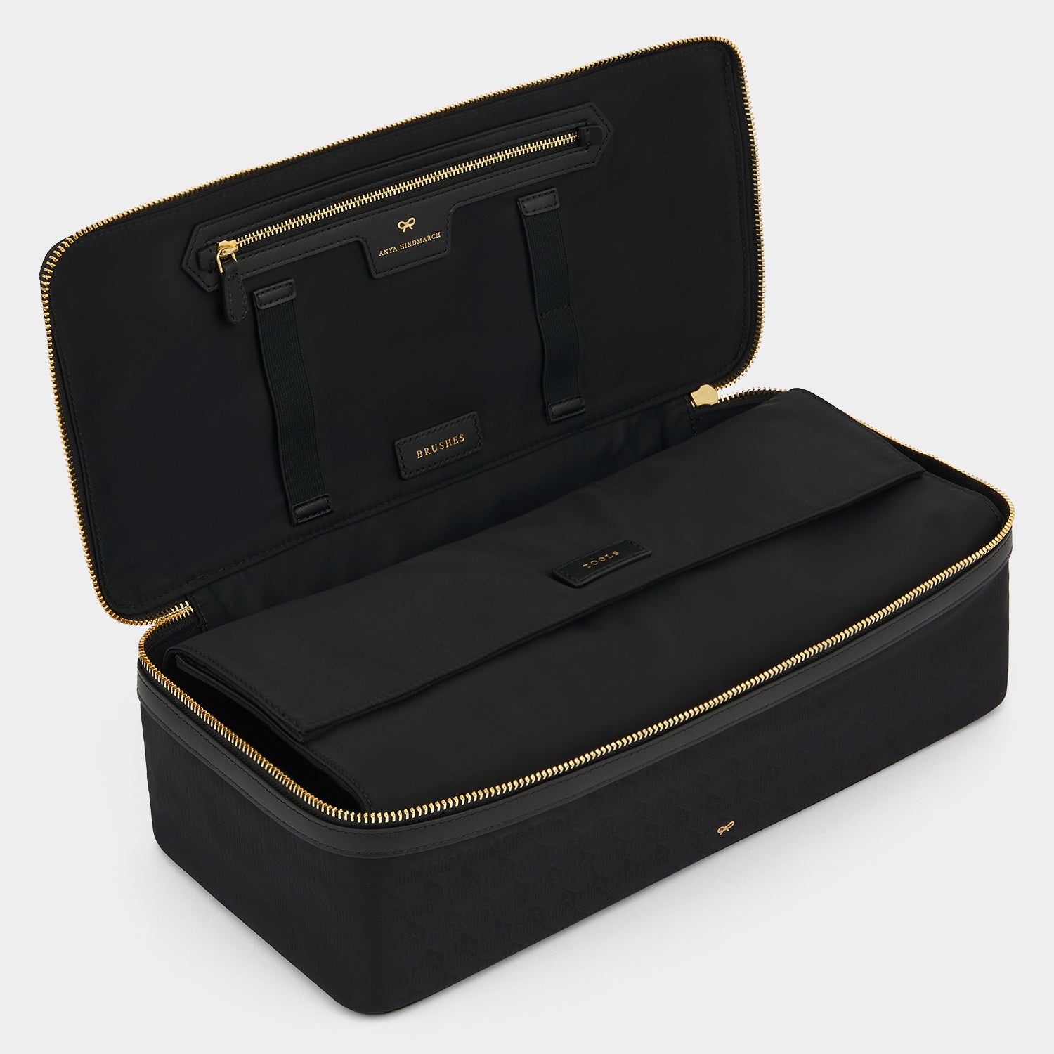 Logo Hair Kit Travel Pouch -

          
            Jacquard Nylon in Black -
          

          Anya Hindmarch UK
