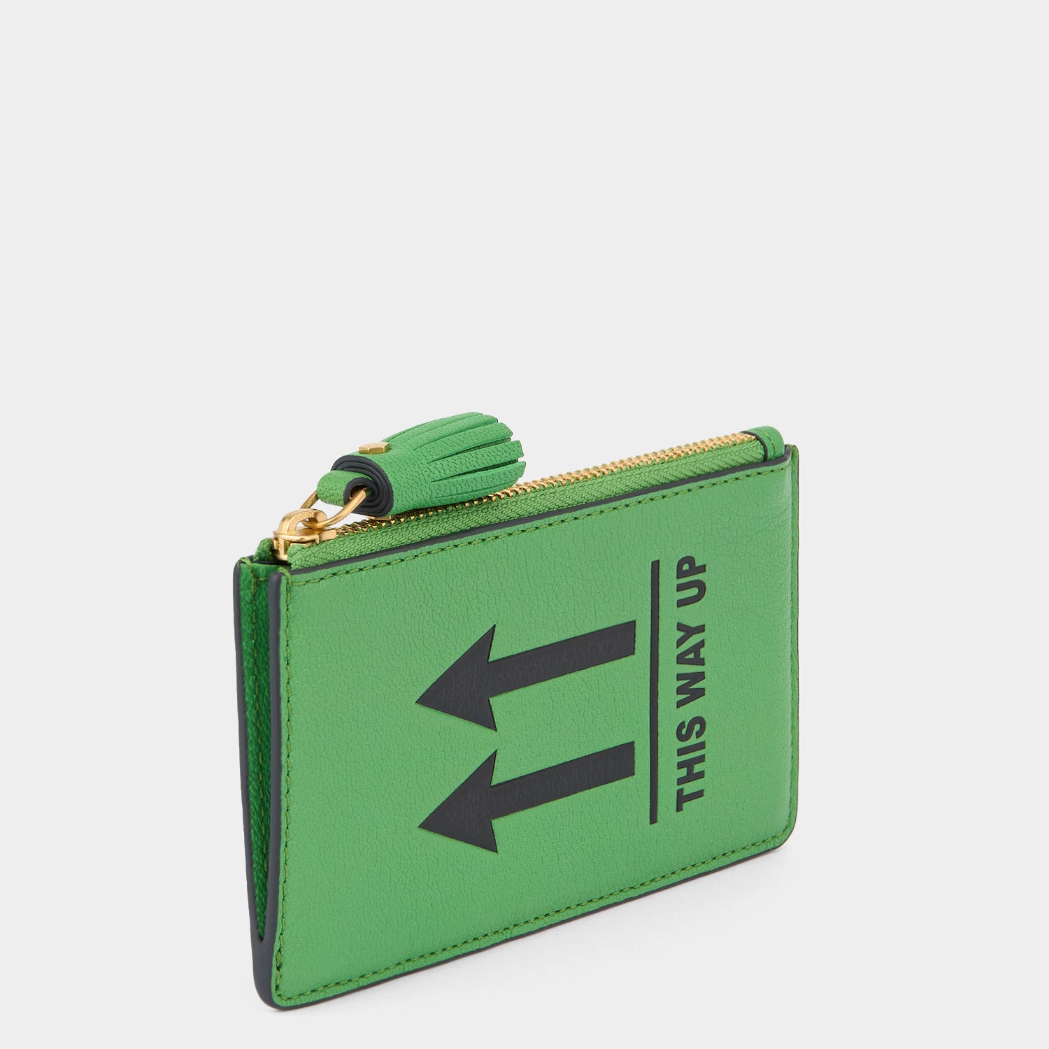 This Way Up Zip Card Case -

          
            Capra Leather in Grass Green -
          

          Anya Hindmarch UK
