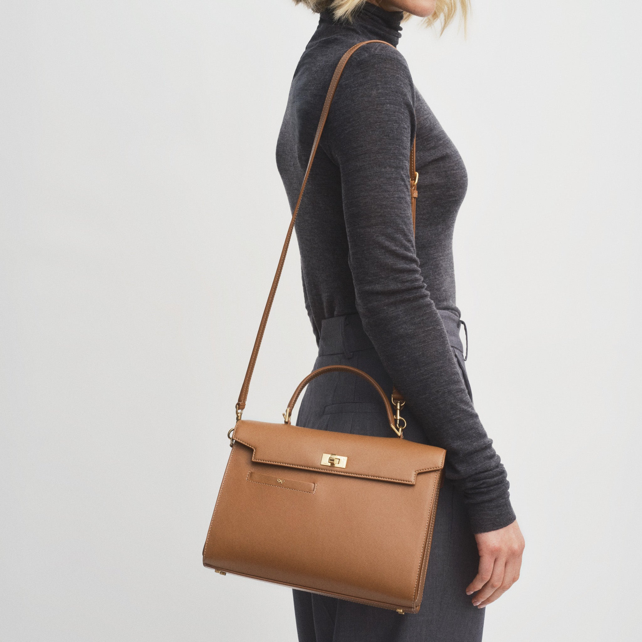 Mortimer Top Handle -

          
            Calf Leather in Pecan -
          

          Anya Hindmarch UK
