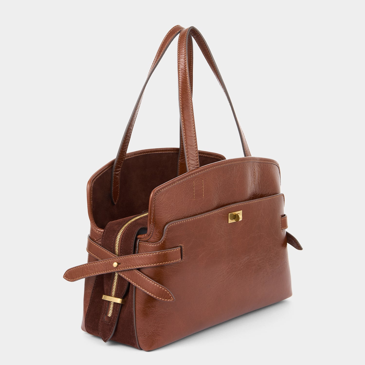Brown vintage calf leather shoulder bag by Anya Hindmarch