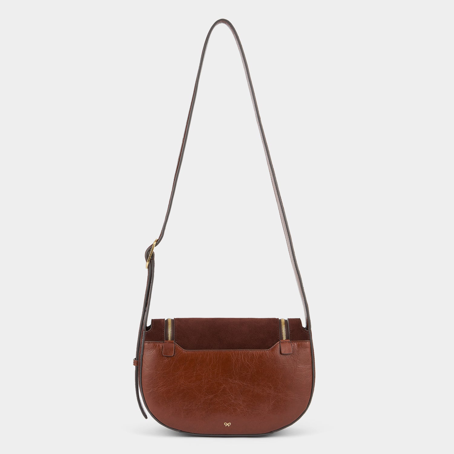 Brown suede cross-body bag by Anya Hindmarch