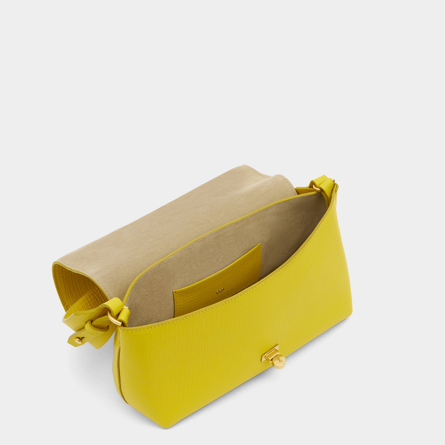 Yellow crosshatch leather crossbody bag by Anya Hindmarch
