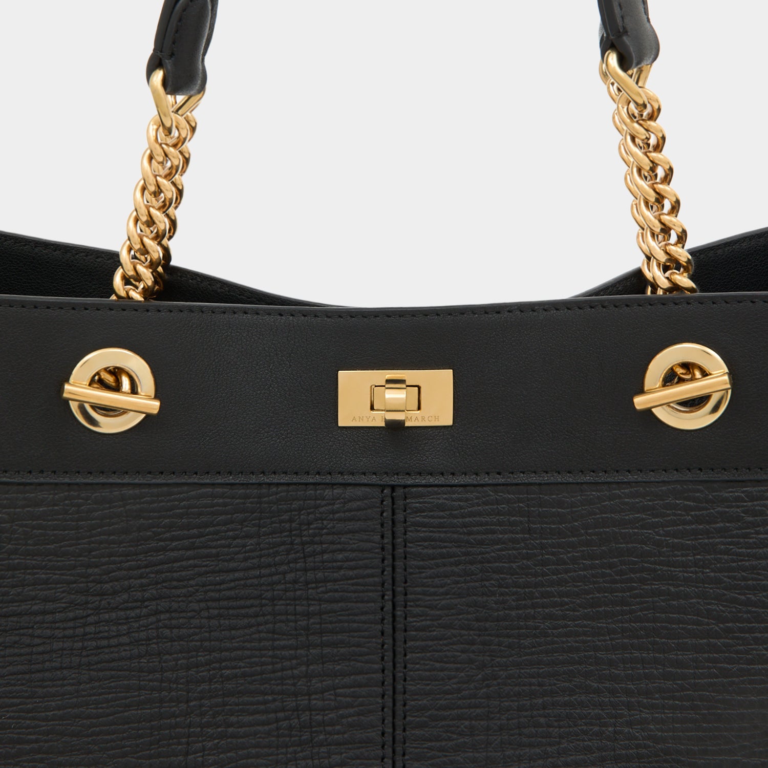 Mortimer Eyelet Tote -

          
            Crosshatch Leather in Black -
          

          Anya Hindmarch UK

