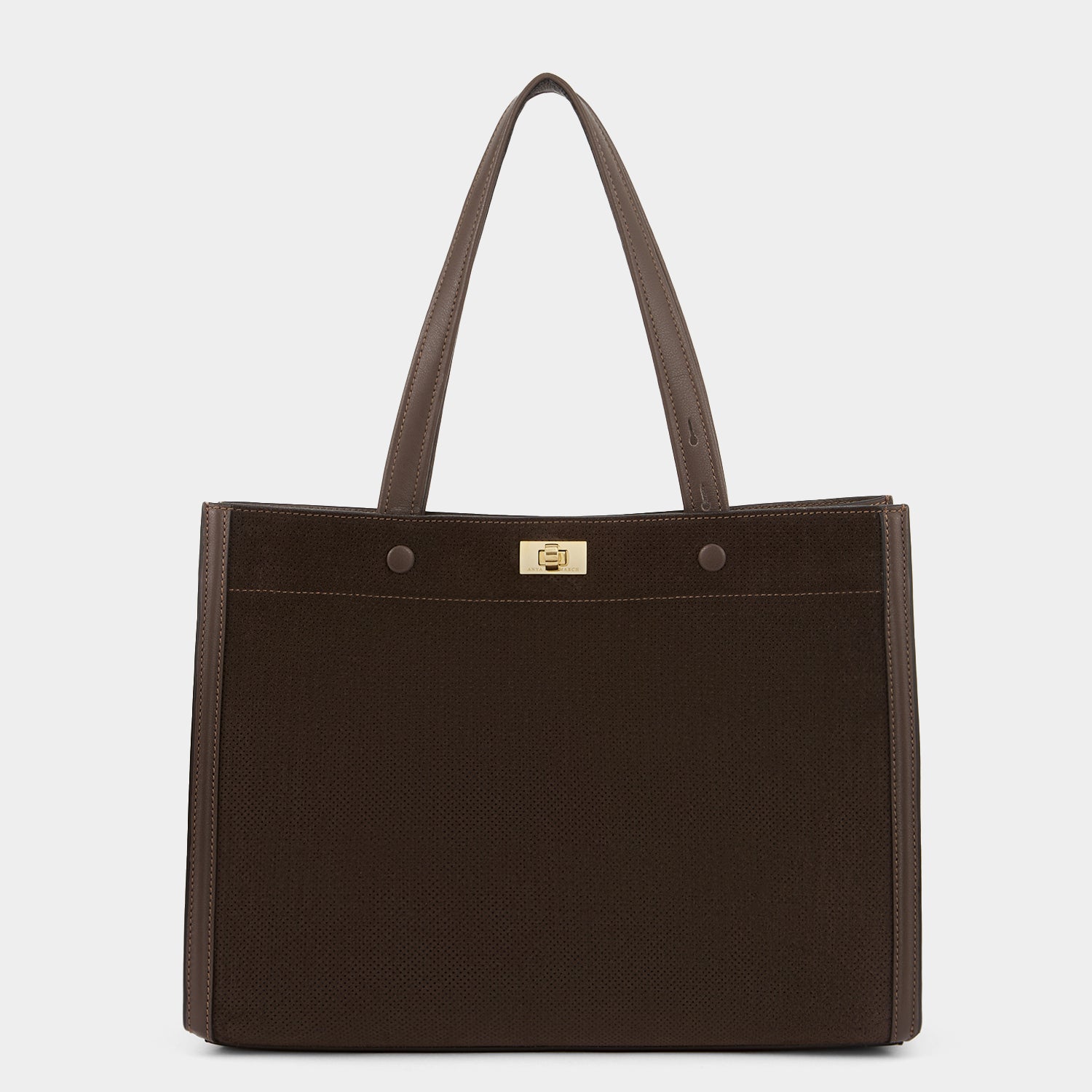 Mortimer Perforated Small Tote -

          
            Smooth Leather in Truffle Brown -
          

          Anya Hindmarch UK
