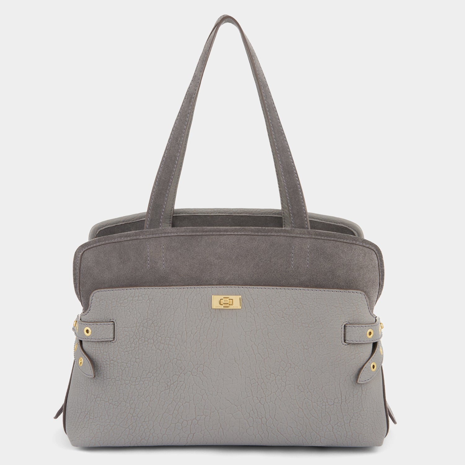 Wilson Eyelet Shoulder Bag -

          
            Suede Leather in Stone Grey -
          

          Anya Hindmarch UK
