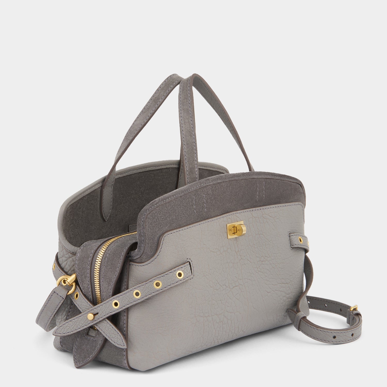 Wilson Eyelet Cross-body -

          
            Suede in Stone Grey -
          

          Anya Hindmarch UK
