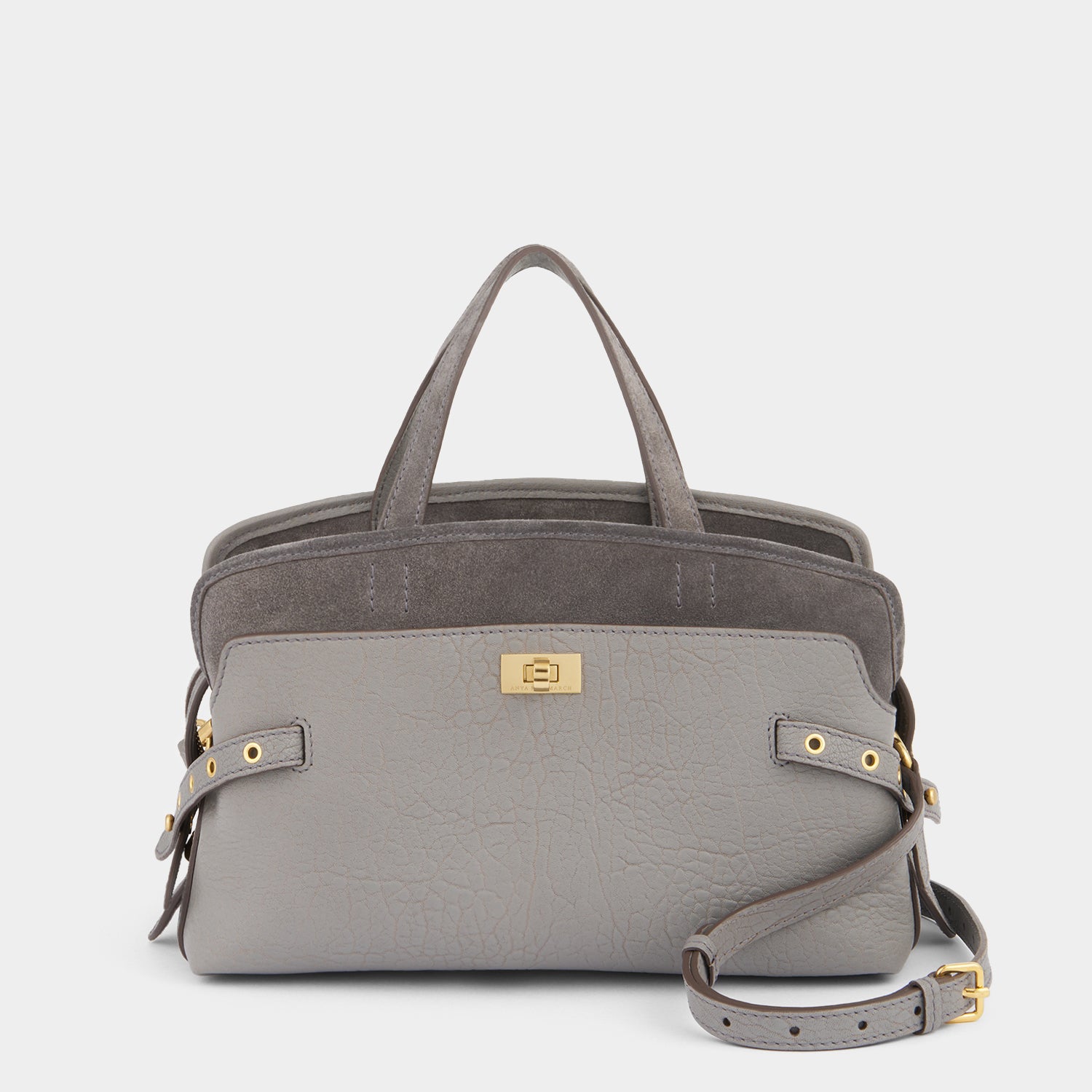 Wilson Eyelet Cross-body -

          
            Suede in Stone Grey -
          

          Anya Hindmarch UK

