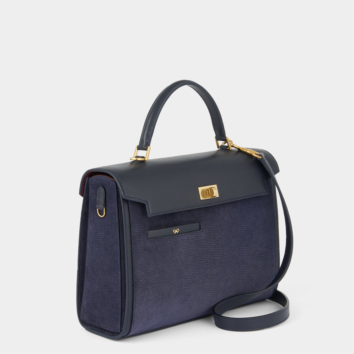 Calf leather blue bag with adjustable strap by Anya Hindmarch