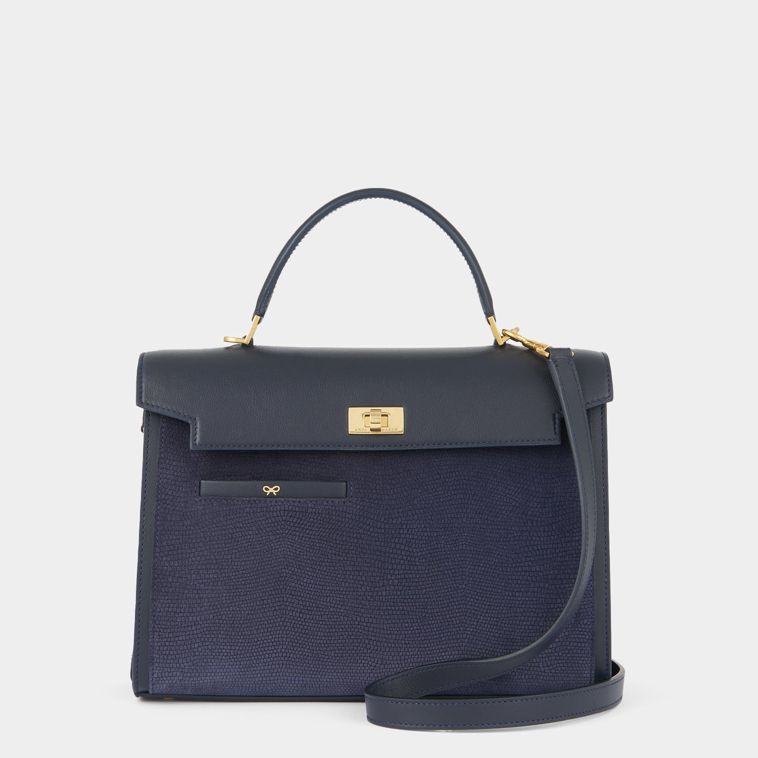 Calf leather blue bag with adjustable strap by Anya Hindmarch