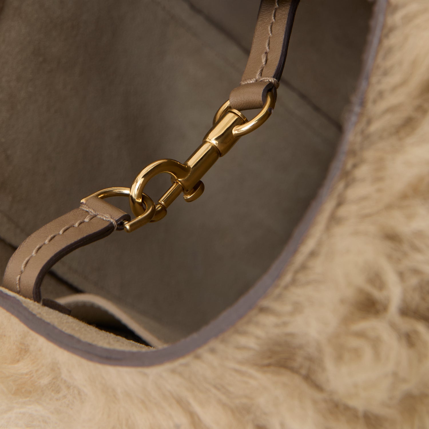 Ringo Shearling Shoulder Bag -

          
            Shearling in Taupe -
          

          Anya Hindmarch UK
