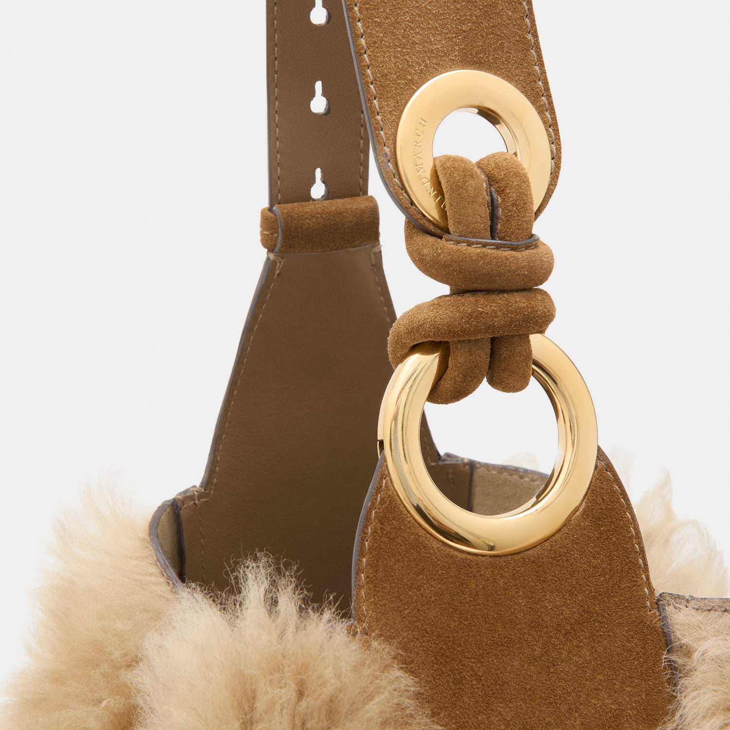Ringo Shearling Shoulder Bag -

          
            Shearling in Taupe -
          

          Anya Hindmarch UK
