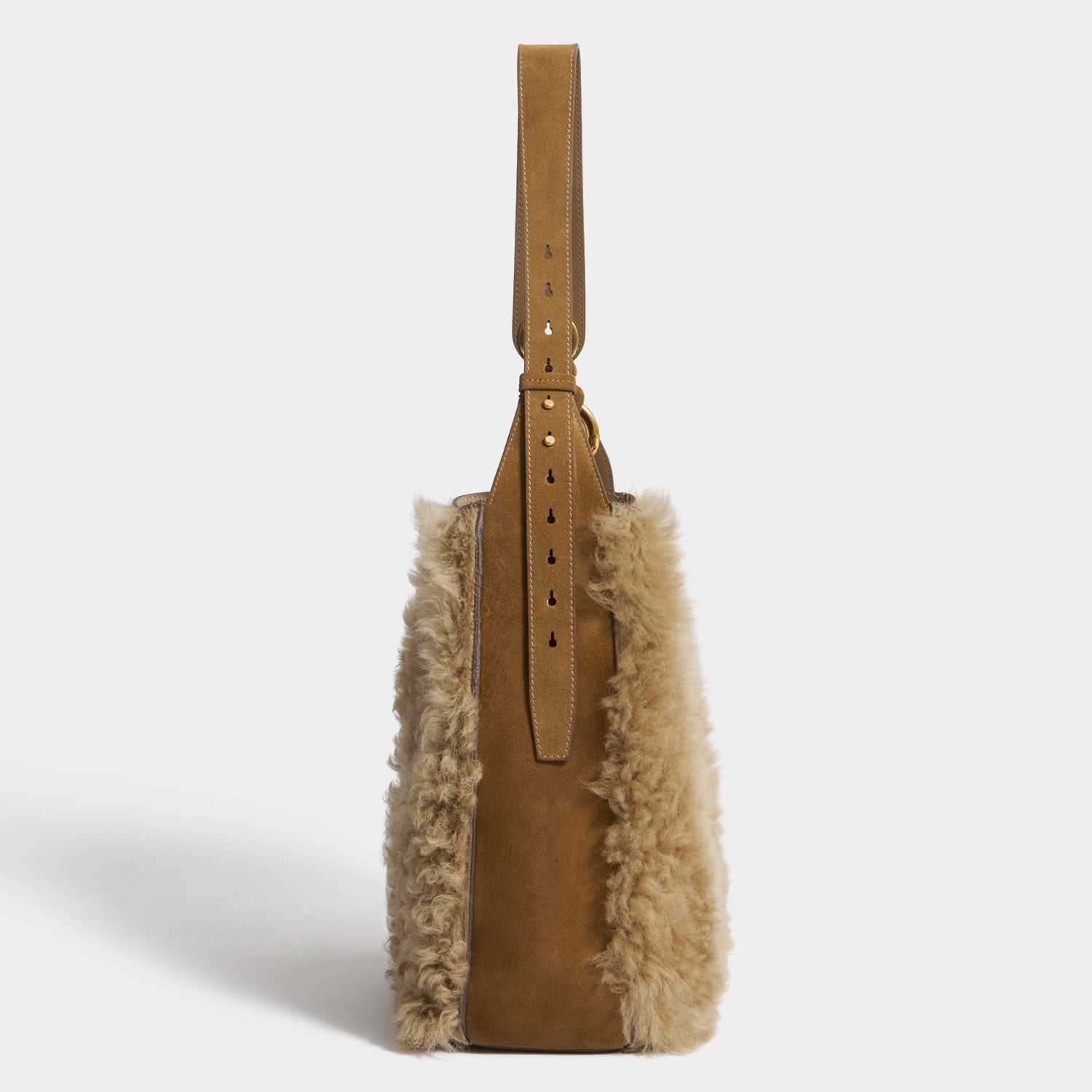 Ringo Shearling Shoulder Bag -

          
            Shearling in Taupe -
          

          Anya Hindmarch UK
