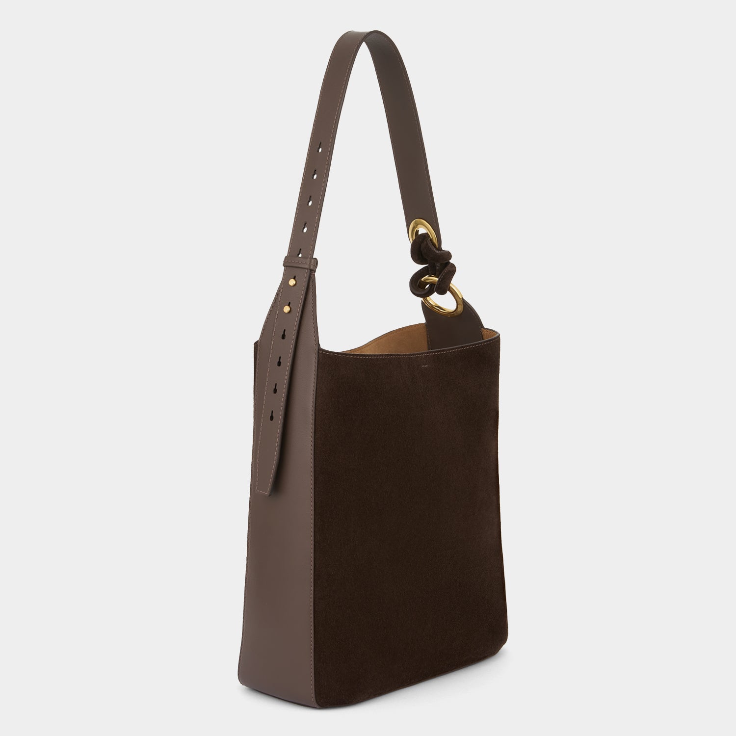 Ringo Shoulder Bag -

          
            Suede Leather in Truffle Brown -
          

          Anya Hindmarch UK
