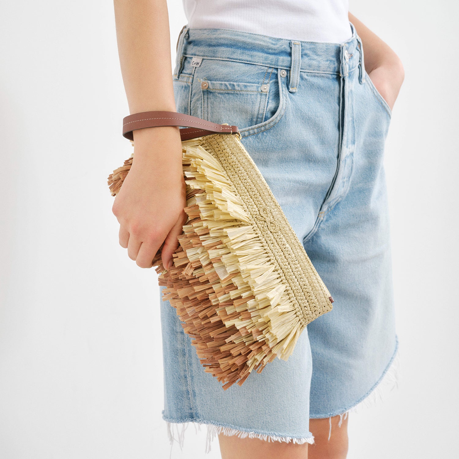 Degrade Clutch Shag in Natural Raffia by anya hindmarch