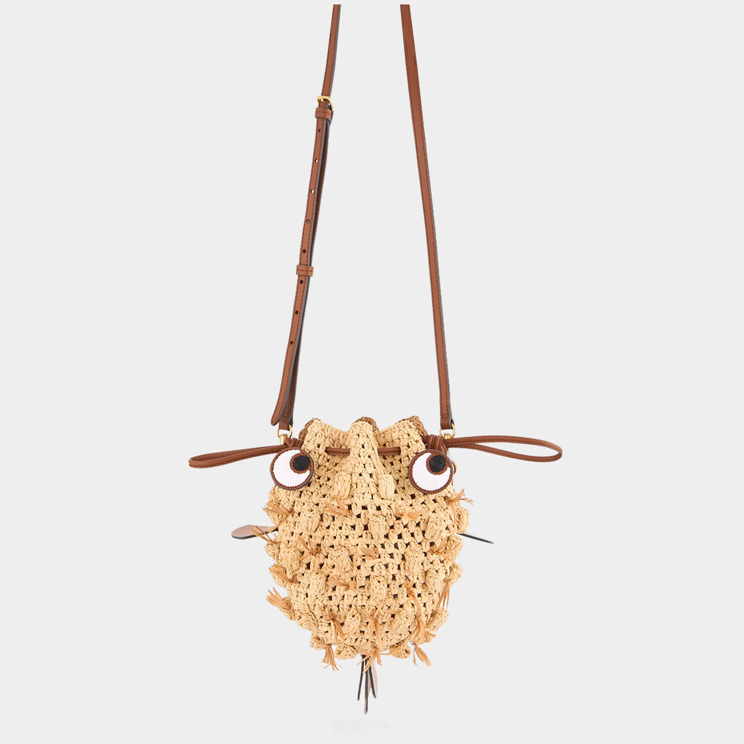 Raffia Blowfish Cross-body -

          
            Natural Raffia/Smooth Leather in Natural -
          

          Anya Hindmarch UK
