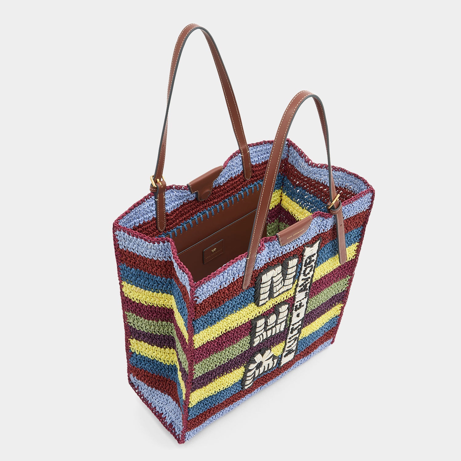 Multicoloured raffia Pez tote bag by Anya Hindmarch