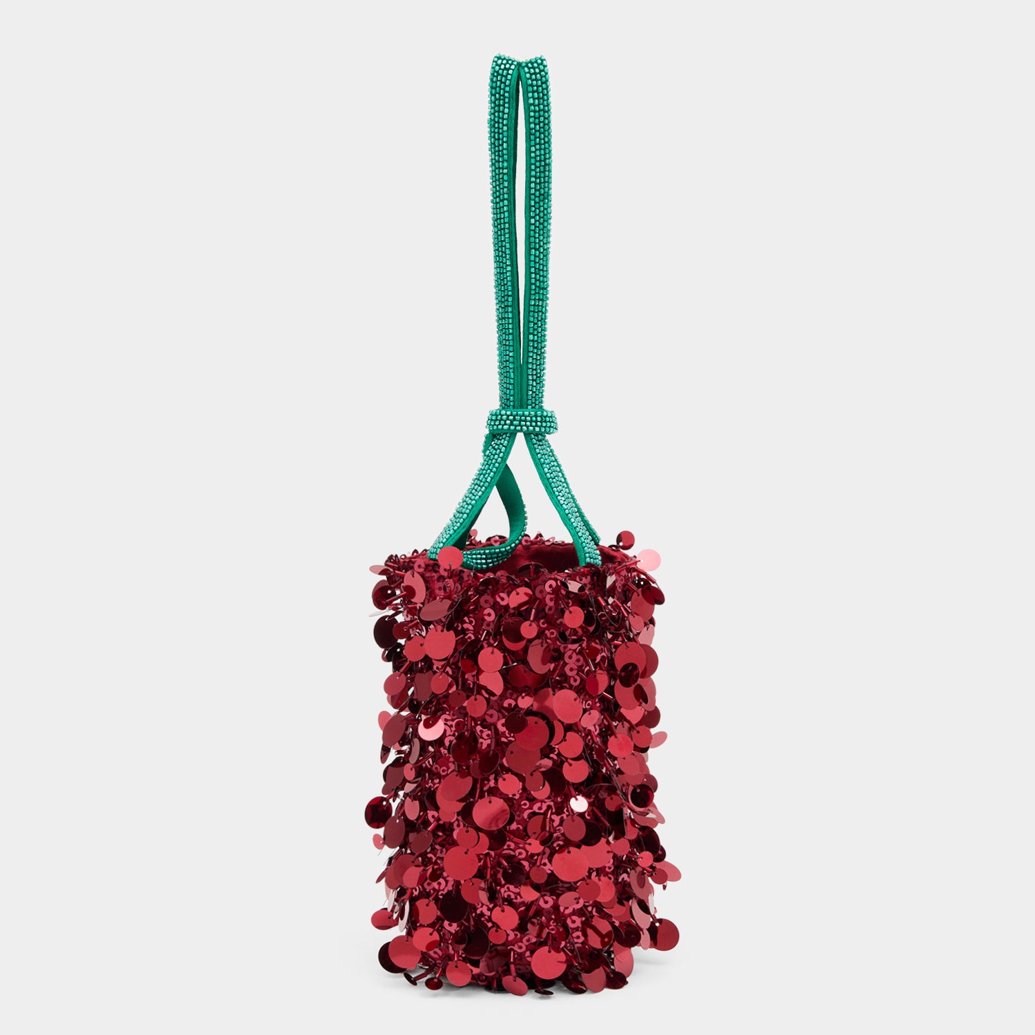 Anya Brands Flying Goose Sriracha Mini Bucket Bag -

          
            Satin/Sequins in Oxblood Red -
          

          Anya Hindmarch UK
