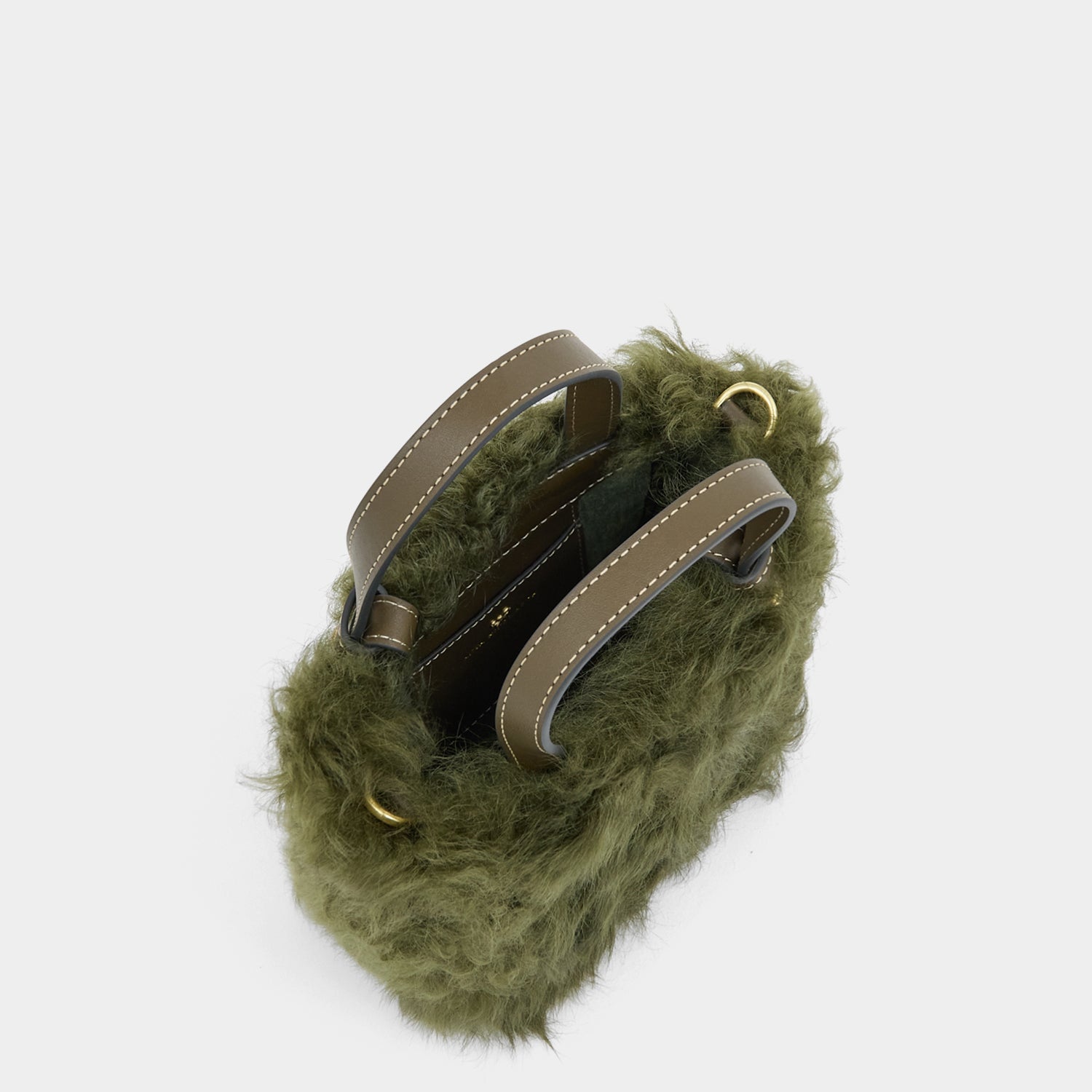 N/S Mini Eyes Shearling Tote -

          
            Shearling/Smooth Leather in Khaki Green -
          

          Anya Hindmarch UK
