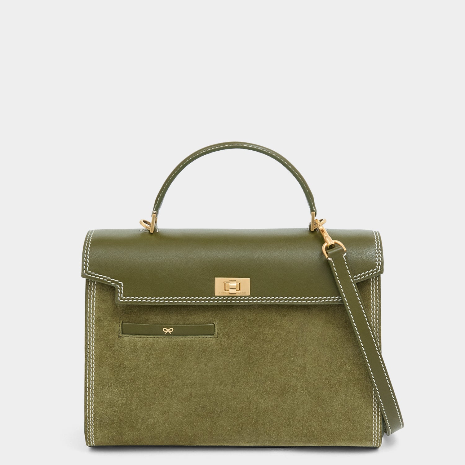 Mortimer Stitch Top Handle -

          
            Suede Leather in Bonsai Green -
          

          Anya Hindmarch UK
