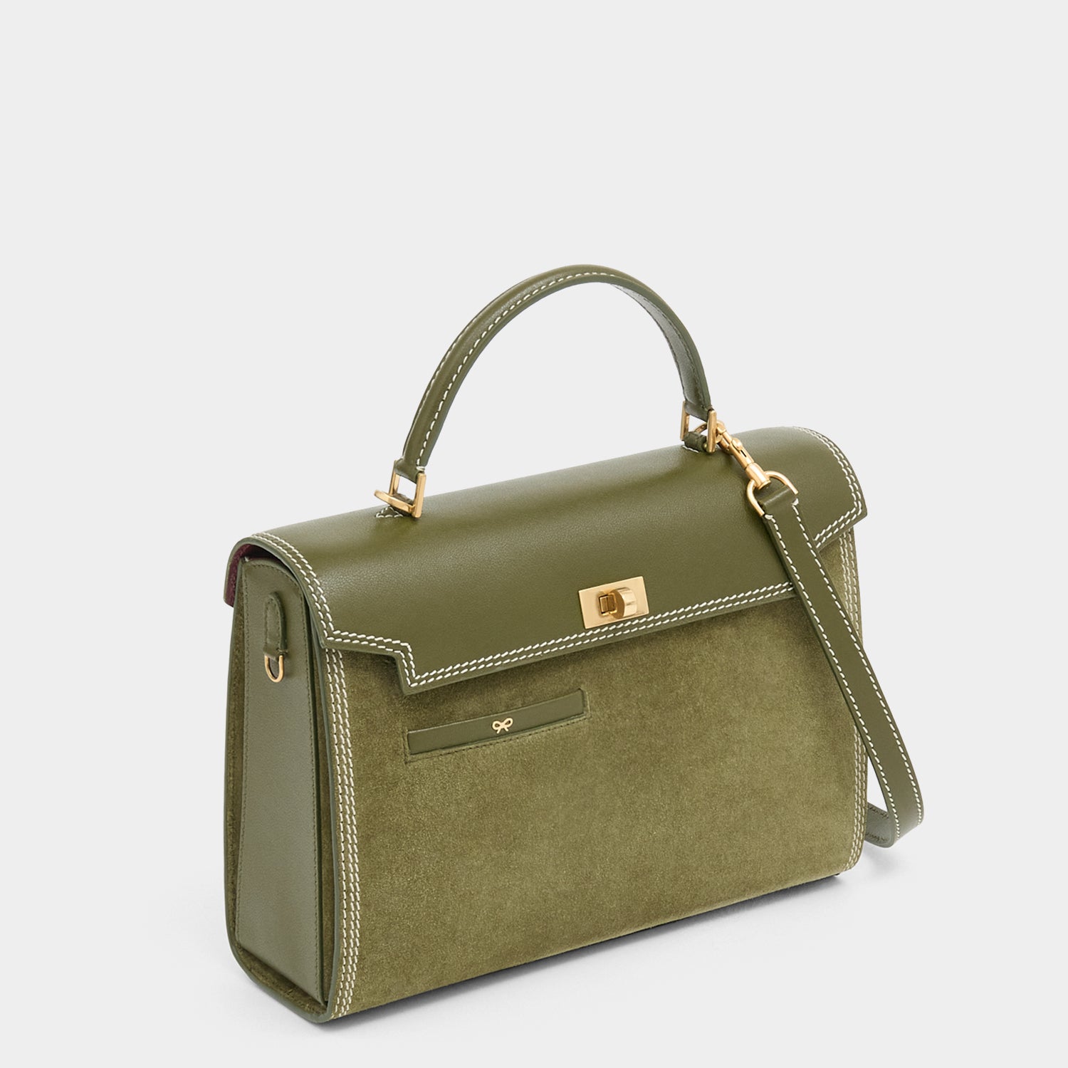 Mortimer Stitch Top Handle -

          
            Suede Leather in Bonsai Green -
          

          Anya Hindmarch UK
