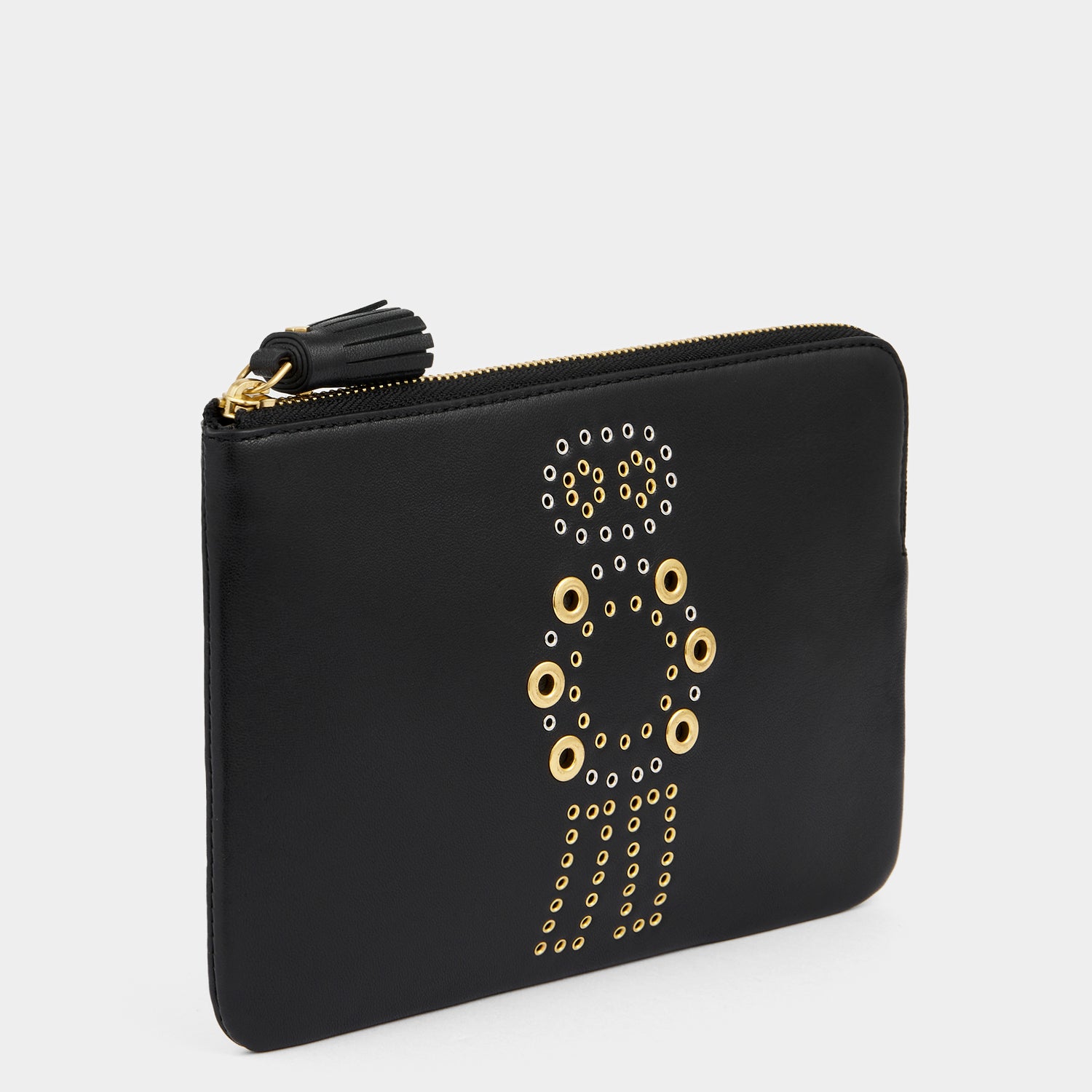 Eyelet Character Zip Loose Pocket -

          
            Smooth Leather in Black -
          

          Anya Hindmarch UK
