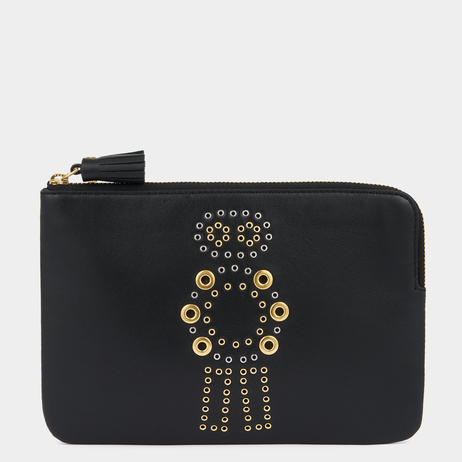 Eyelet Character Zip Loose Pocket -

          
            Smooth Leather in Black -
          

          Anya Hindmarch UK
